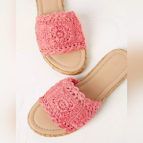 FAT FACE Womens Sz. 7 Cate Crochet Raffia Sliders - Picture 2 of 12